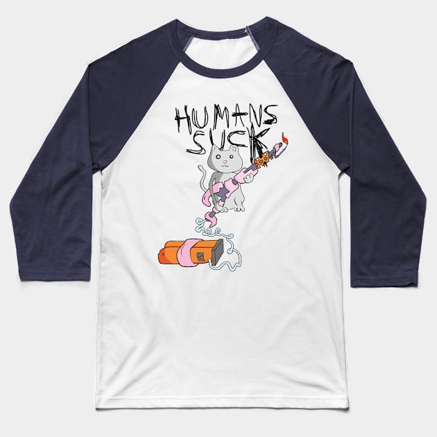 Humans Suck Baseball T-Shirt by Cuco